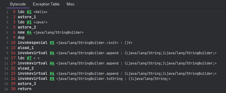 JDK8-String 拼接字节码