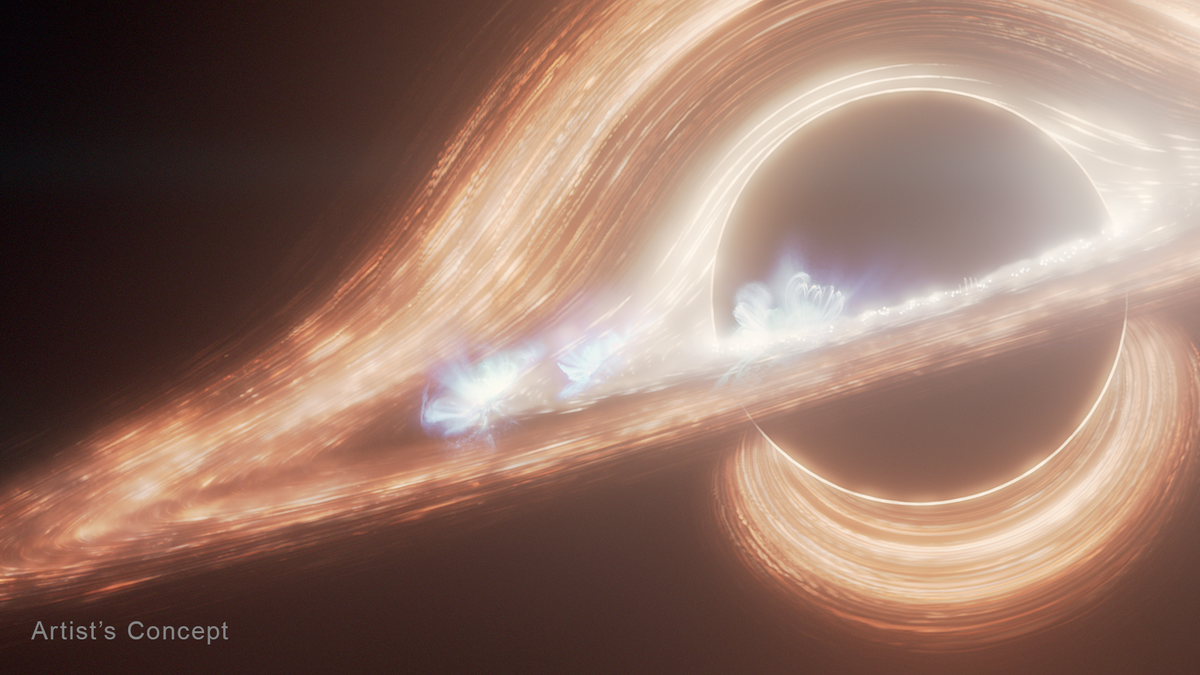 Artist's concept of black hole M87* with glowing accretion disk